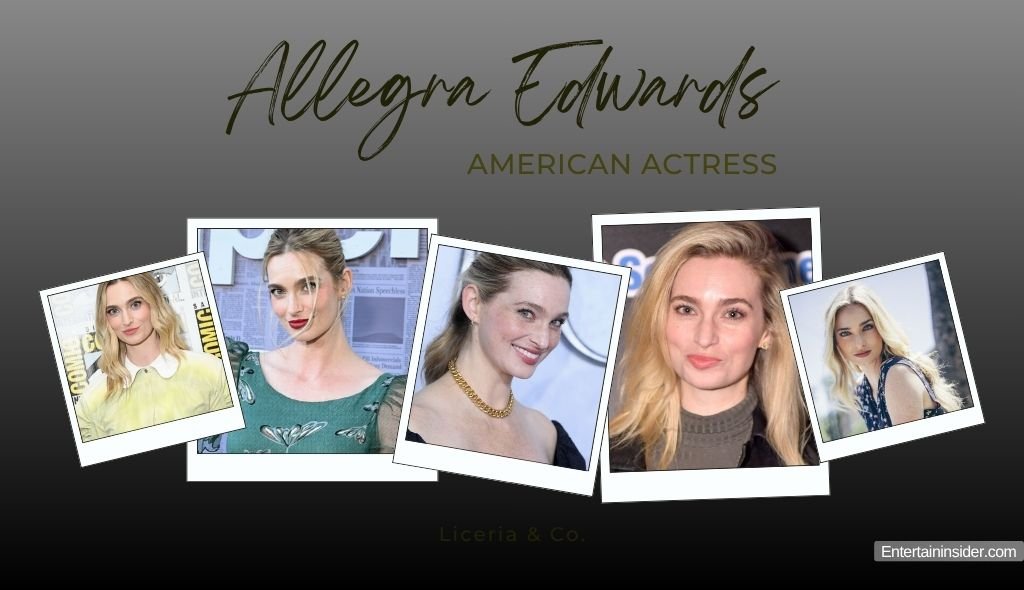 Allegra Edwards photo collage with multiple portraits, American actress and Upload star